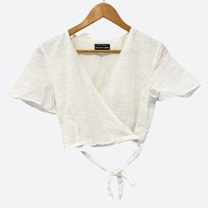 The Fifth Label White Wrap Crop Top